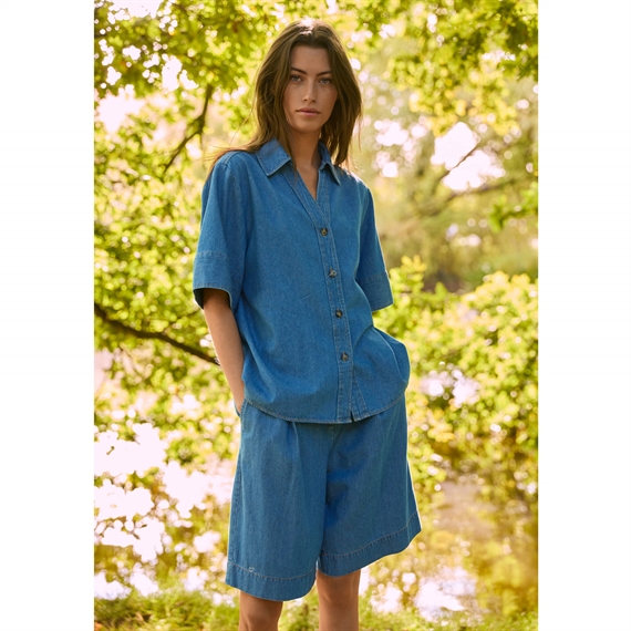 Heartmade Meki Denim Skjorte, Steel Blue